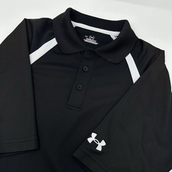 UNDER ARMOUR Heatgear Mens Performance Golf‎ SS Polo Black & White ~ Size Small - Picture 1 of 9